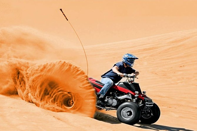 Dubai Red Dunes Desert Safari,ATV Quad Bike Camel Ride&BBQ Dinner - Hotel pickup in a shared 4WD