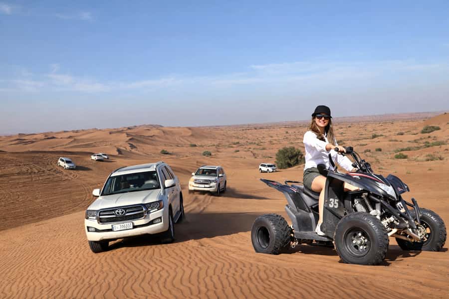 Dubai: Red Dunes Evening Quad Bike, Dune Blast with BBQ - The first Lahbab stop: briefing, camels, and open sand