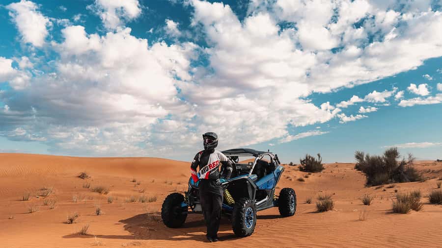 Dubai: Self-Drive 4WD Dune Buggy Guided Desert Adventure - Following the Guide Toward Big Red