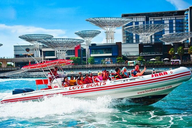 Dubai Speedboat Tour, Marina, Atlantis, Palm & Burj Al Arab - Dubai Eye and the Palm’s outer curve