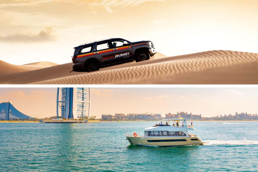 Dubai Waves & Dunes: Luxury Yacht Cruise w/ Red Dunes Safari - Sandboarding and a very short camel ride