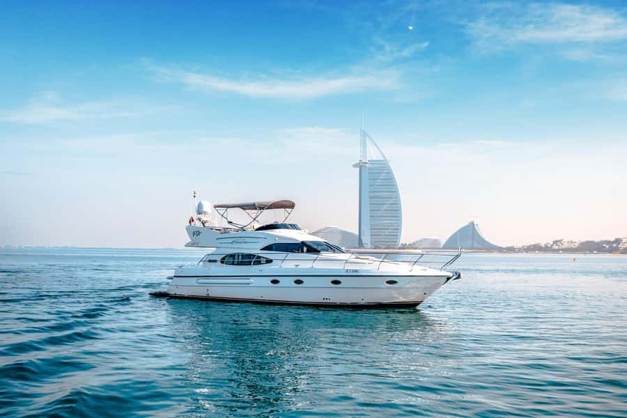 Dubai Yacht Tour - Boat Trip upto 12 guests Private event - Marina Canal and JBR on the one-hour cruise