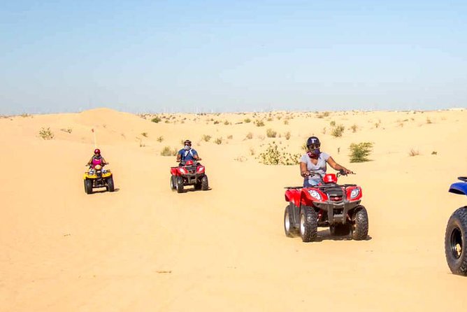 Evening Safari with Quad Bike, Camel Riding, BBQ Dinner and Dune Bashing - From Dubai hotels to the Lahbab dunes