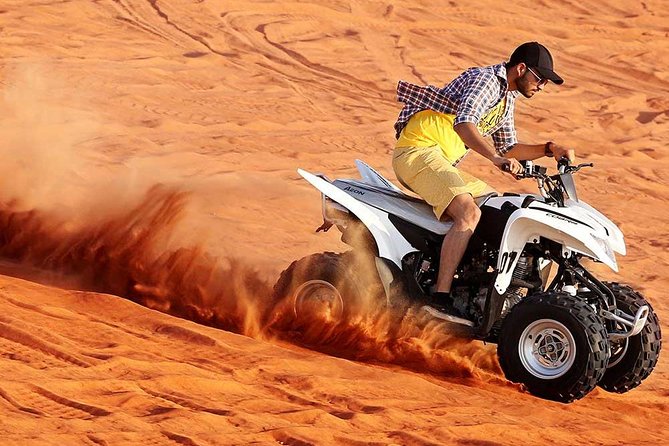 Morning Red Dunes Desert by Quad Bike, Dune Bashing, Camel Ride & Sandboarding - Hotel pickup in a Land Cruiser
