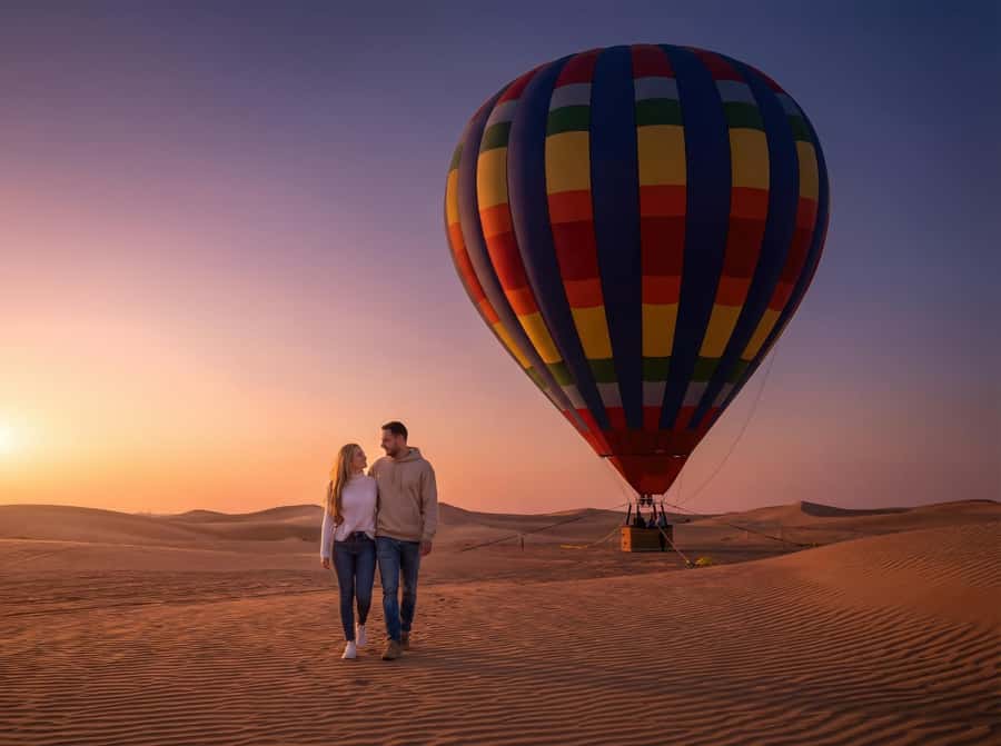 Noble Life Sunrise Hot Air Balloon Ride Over Dubai Desert - Watching the Balloon Come to Life