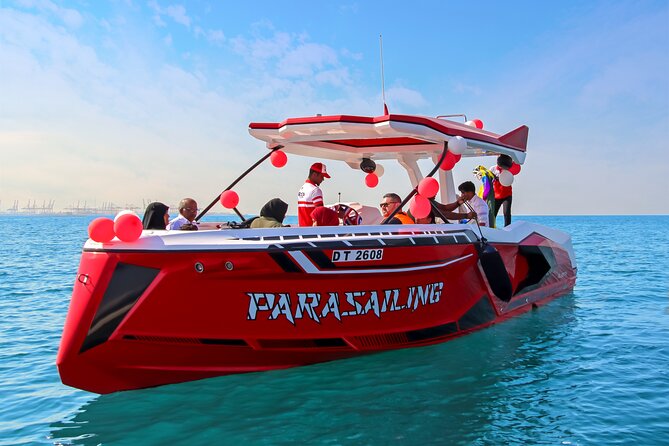 Parasailing in Dubai with Palm Jumeirah and JBR Beach views - The flight above Palm Jumeirah and JBR
