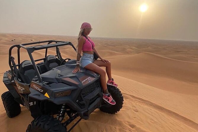Premium Desert safari With Dune buggy camel ride BBQ dinner - Sandboarding at the desert edge