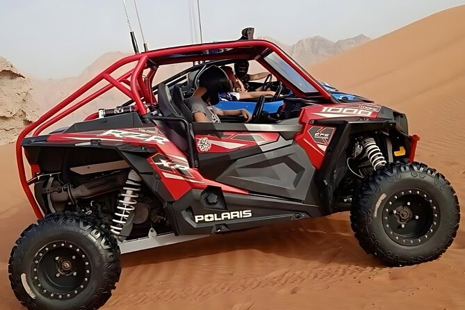 Private 2 Seater polaris Dune Buggy in Red Dunes(AL Faya Desert ) - Safety gear and the briefing before the buggy ride