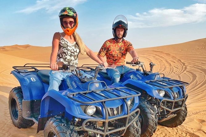 QUAD BIKE self Drive with Desert safari Full Program - Taking control of the quad bike at Al Badayer