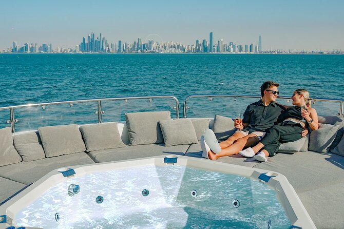 Sunseeker Superyacht: VIP Dining, Premium Drinks & Music - Ain Dubai and the Bluewaters view