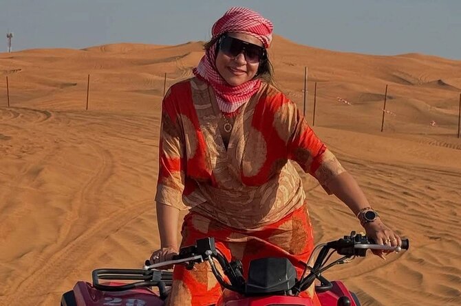 Vip Evening Desert Safari with quad bike,Camel Riding & Dinner - Al Awir camp and the four-hour evening